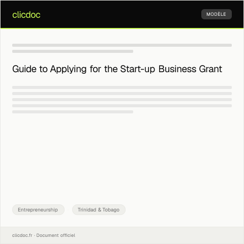 Document preview: Application for Start-up Business Grant — Entrepreneurship, Trinidad & Tobago