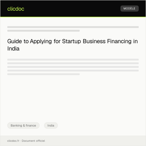 Document preview: Application for Startup Business Financing Support — Banking & finance, India