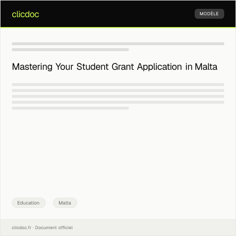 Document preview: Application for Student Grant (Form V) — Education, Malta
