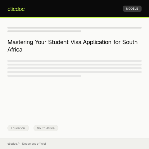 Document preview: Application for Student Visa at South African High Commissions — Education, South Africa