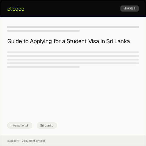 Document preview: Application for Student Visa to Sri Lanka — International, Sri Lanka