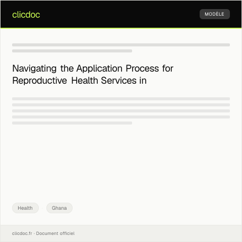 Document preview: Application for Support for Reproductive Health Services — Health, Ghana