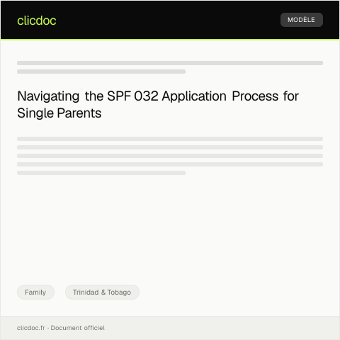 Document preview: Application for Support for Single Parent Families (SPF 032) — Family, Trinidad & Tobago