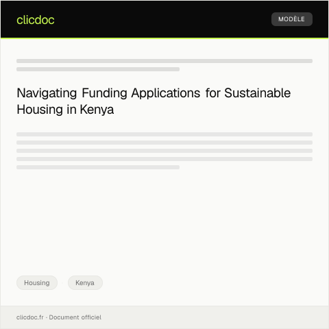 Document preview: Application for Sustainable Housing Development Funding — Housing, Kenya