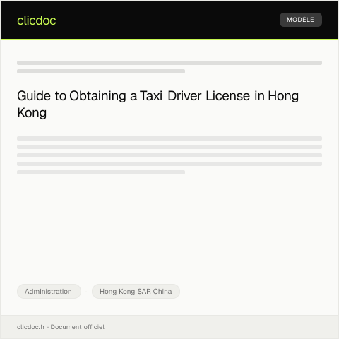 Document preview: Application for Taxi Driver License / 出租車司機牌照申請 — Administration, Hong Kong SAR China