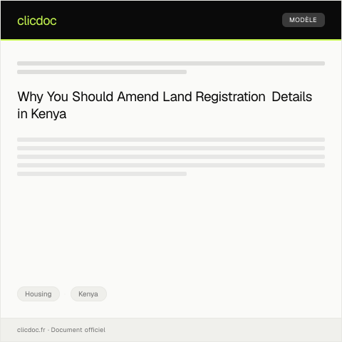 Document preview: Application to Amend Land Registration Details — Housing, Kenya