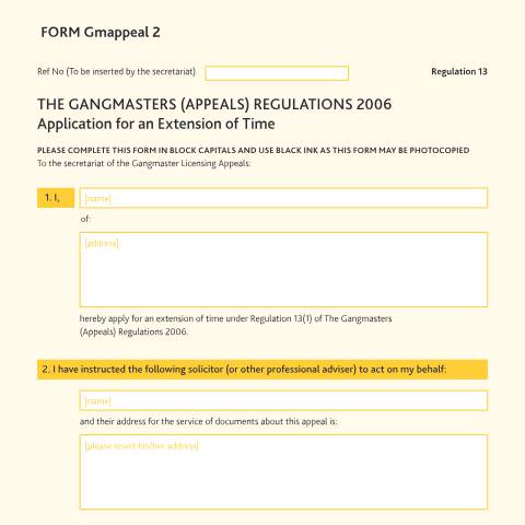 Document preview: Form Gmappeal 2: Application to extend time — HM Courts & Tribunals Service, United Kingdom