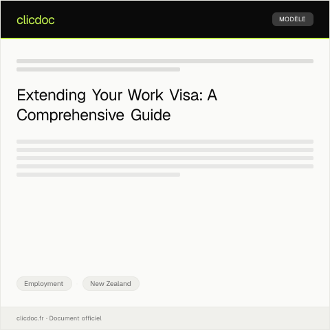 Document preview: Application to Extend Work Visa or Permit — Employment, New Zealand