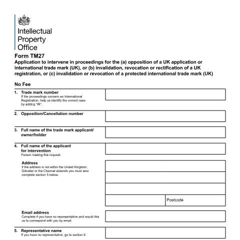 Document preview: Application to intervene in proceedings — Intellectual Property Office, United Kingdom