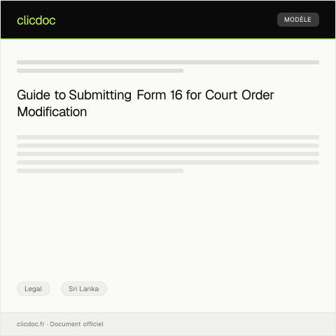 Document preview: Application to Modify Court Order – Form 16 — Legal, Sri Lanka