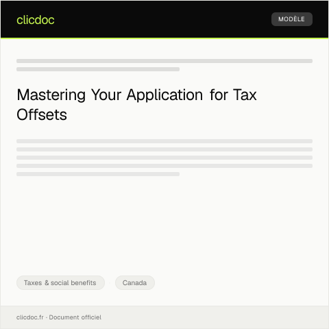 Document preview: Application to Offset Taxes by Refunds or Rebates — Taxes & social benefits, Canada