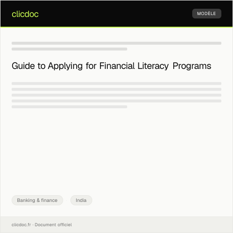 Document preview: Application to Register for Financial Literacy Programs — Banking & finance, India