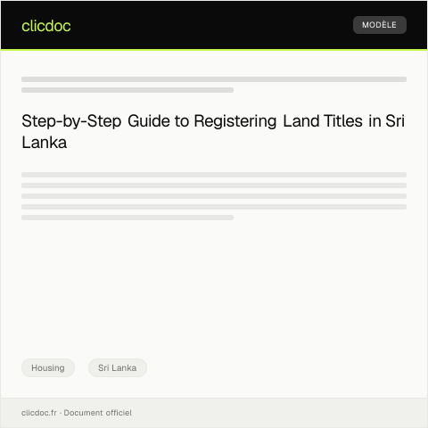 Document preview: Application to Register a Land Title for Residential Property — Housing, Sri Lanka