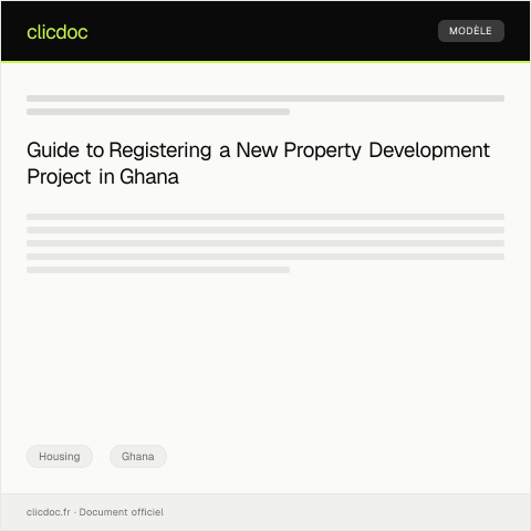 Document preview: Application to Register a New Property Development Project — Housing, Ghana