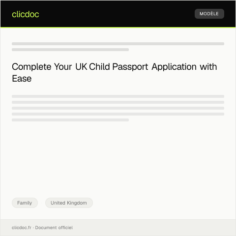 Document preview: Application for UK Child Passport — Family, United Kingdom