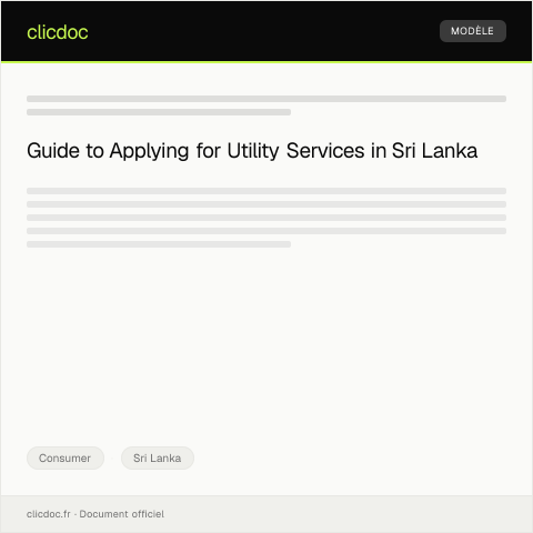 Document preview: Application for Utility Service for New Residence — Consumer, Sri Lanka