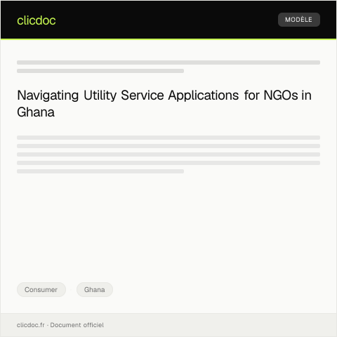 Document preview: Application for Utility Service for Non-Governmental Organizations — Consumer, Ghana