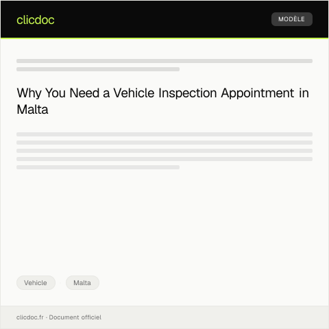 Document preview: Application for Vehicle Inspection Appointment — Vehicle, Malta