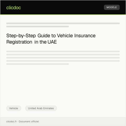 Document preview: Application for Vehicle Insurance Registration (طلب تسجيل تأمين المركبة) — Vehicle, United Arab Emirates