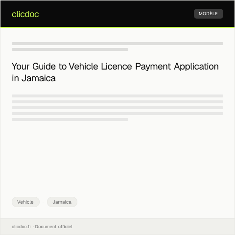 Document preview: Application for Vehicle Licence (Road Tax) Payment via e-Government Portal — Vehicle, Jamaica
