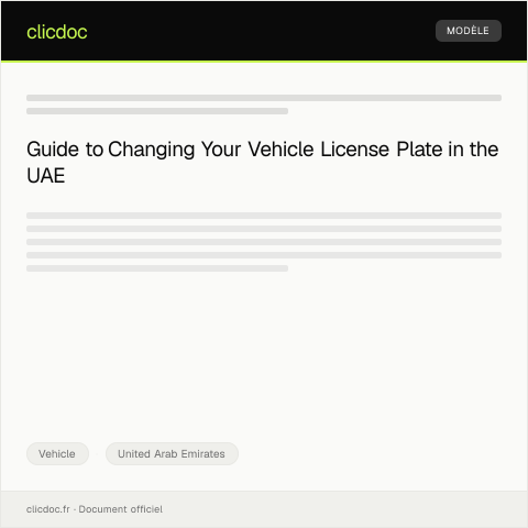 Document preview: Application for Vehicle License Plate Change (طلب تغيير لوحة السيارة) — Vehicle, United Arab Emirates