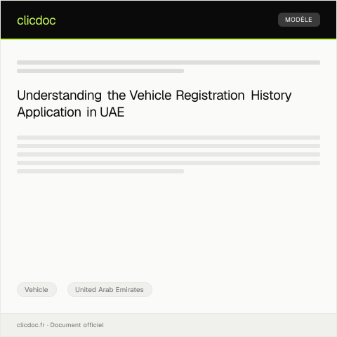 Document preview: Application for Access to Vehicle Registration History (طلب استعلام تاريخ تسجيل المركبة) — Vehicle, United Arab Emirates