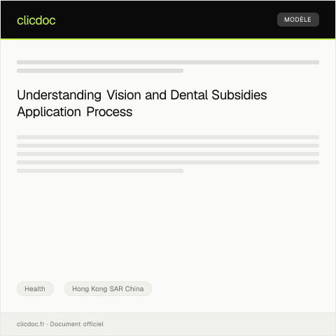 Document preview: Application for Vision and Dental Subsidies / 視力及牙科補貼申請 — Health, Hong Kong SAR China