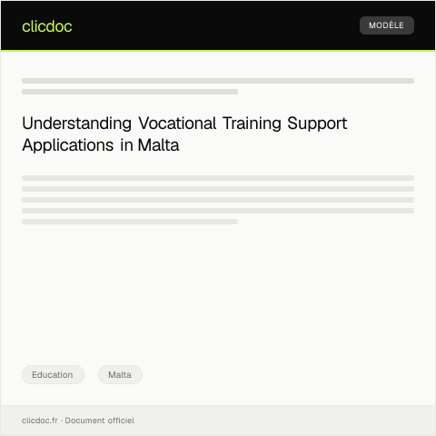 Document preview: Application for Vocational Training Support — Education, Malta