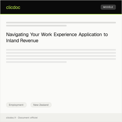 Document preview: Application for Work Experience Placement / Tono mō te wāhi mahi whakaako — Employment, New Zealand