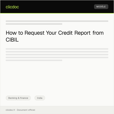 Document preview: Form for Applying for a Credit Report from CIBIL — Banking & finance, India
