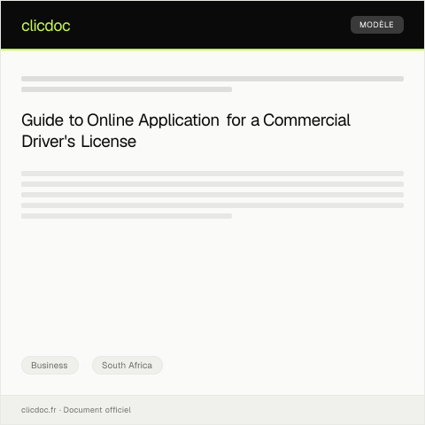 Document preview: Applying for a Commercial Driver’s License Online — Business, South Africa