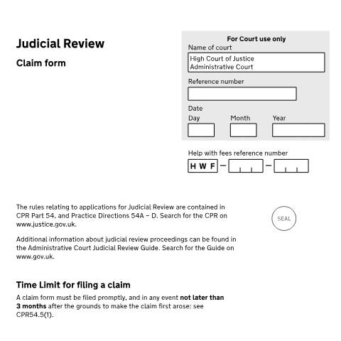 Document preview: Apply for a judicial review of a decision: Form N461 — HM Courts & Tribunals Service, United Kingdom