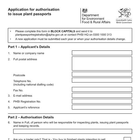 Document preview: Become authorised to issue plant passports — Animal and Plant Health Agency, United Kingdom
