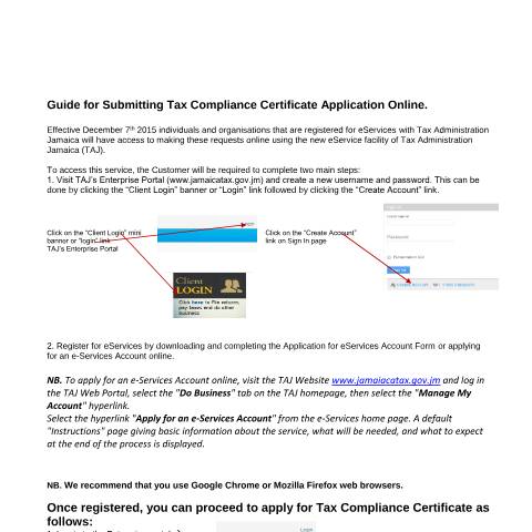 Document preview: How do I apply for a TCC online? — Form, Jamaica (CERFA n°Guide+for+Submitting+TCC+Application+Online)