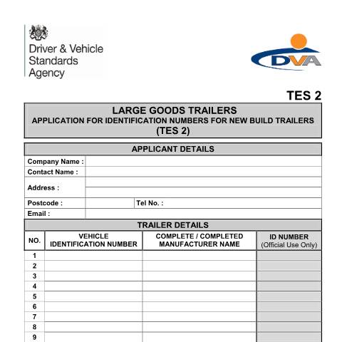 Document preview: Apply for identification numbers for new-build trailers — Driver and Vehicle Standards Agency, United Kingdom