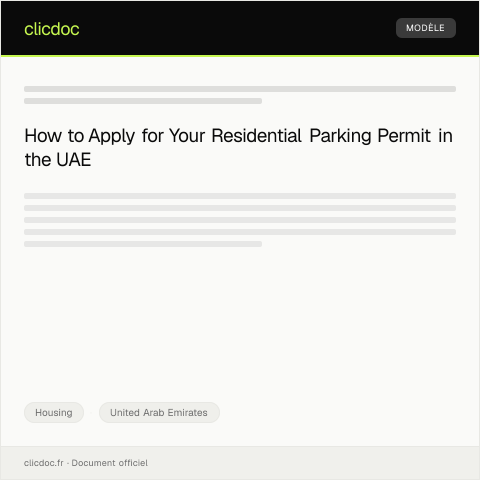 Document preview: Apply for Residential Parking Permit / طلب تصريح مواقف سكني — Housing, United Arab Emirates