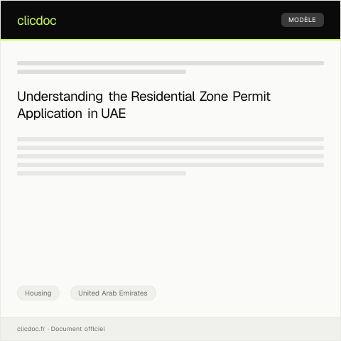 Document preview: Apply for Residential Zone Permit / تقديم طلب تصريح المنطقة السكنية — Housing, United Arab Emirates