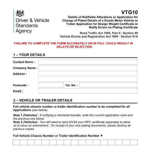Document preview: Apply to change the weight an HGV or trailer can carry or make a notifiable alteration — Driver and Vehicle Standards Agency, United Kingdom