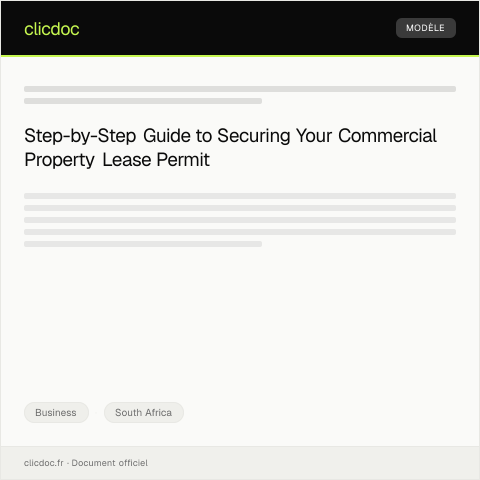Document preview: Applying for a Commercial Property Lease Permit — Business, South Africa