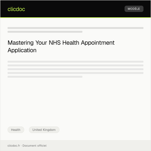 Document preview: Application for NHS Health Appointment — Health, United Kingdom