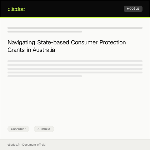 Document preview: Application for State-based Consumer Protection Grants — Consumer, Australia