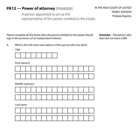 Document preview: Appoint an attorney to get probate if you're an administrator — HM Courts & Tribunals Service, United Kingdom
