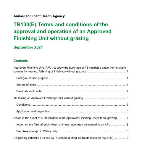 Document preview: Approved finishing units for cattle: application and approved premises — Animal and Plant Health Agency, United Kingdom