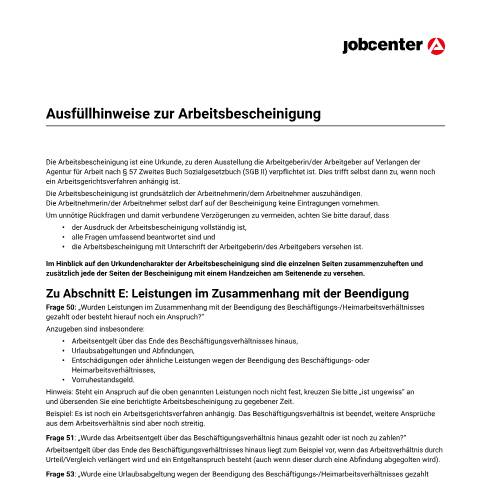 Dokumentvorschau: dok_ba033950 — Öffnet in neuem Tab Ausfüllhinweise zur Arbeitsbescheinigung (Bürgergeld) Erklärungen zum Formular Arbeitsbescheinigung nach § 57 Zweites Buch Sozialgesetzbuch (SGB II) pdf | 108.00 KB | barrierefrei — Familienkasse/dok, Deutschland (CERFA n°dok_ba033950)