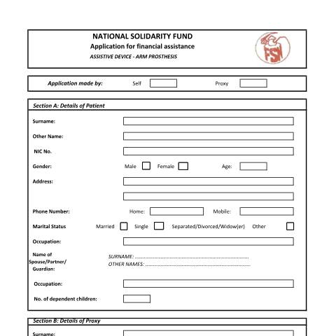 Document preview: Arm Prosthesis — Document, Mauritius (CERFA n°Arm-Prosthesis)