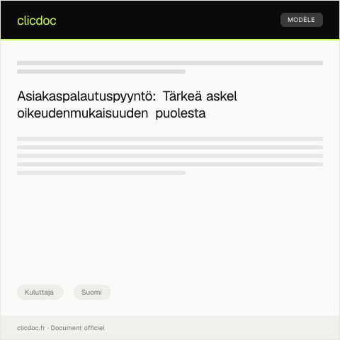 Document preview: Asiakaspalautuspyyntö — Kuluttaja, Suomi