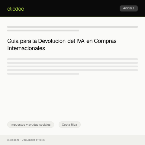 Vista previa del documento Asistencia para tramitar la devolución del IVA en compras internacionales — Impuestos y ayudas sociales, Costa Rica