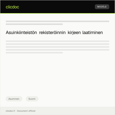 Document preview: Asuinkiinteistön rekisteröinti — Asuminen, Suomi