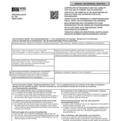 Document preview: Asuinpaikkatodistus (6132) — Asuinpaikkatodistus (6132f), Suomi (CERFA n°Vero 6132)