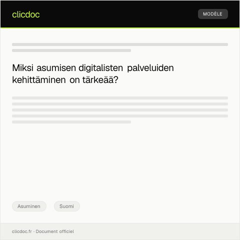 Document preview: Asumisen digitalisten palveluiden kehittäminen — Asuminen, Suomi
